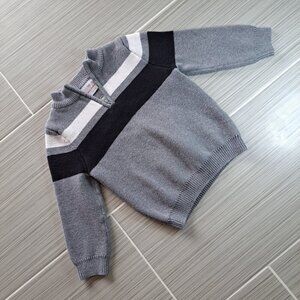 Hannah Andersson boys 4 Years Pullover 1/4 Zip Sweater Multicolor Striped Cotton